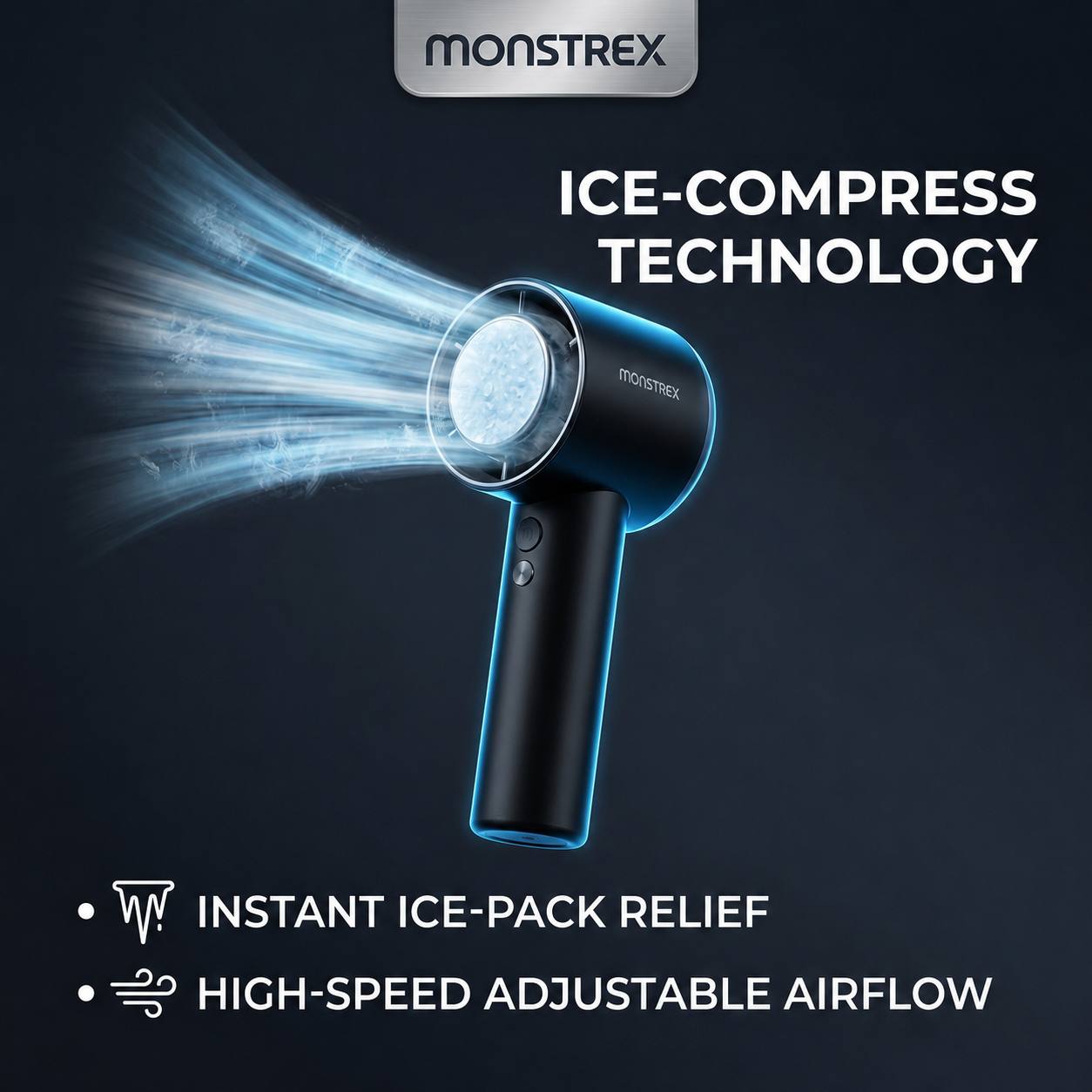 Monstrex FrostFang — Ice Cooling Handheld/Neck Fan